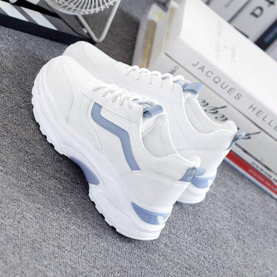 Women White Leather Sneakers Fashion Casual Woman Comfortable Breathable White Flats Platform Sneakers Low Top Sneaker Lace-up Classic Girls Comfortable Sneakers