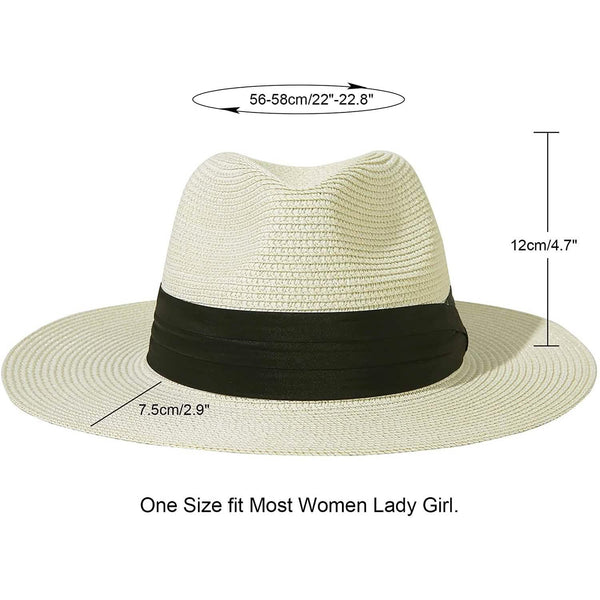 Women Wide Brim Straw Panama Roll up Hat
