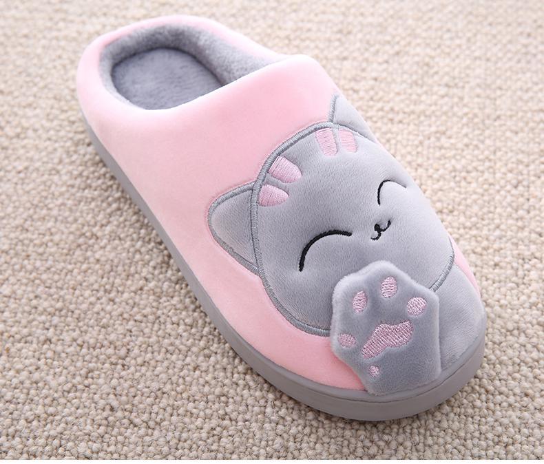 Women Winter Home Fur Slippers Cat Non-Slip Soft Warm House Indoor Bedroom Men Couples Memory Foam Floor Shoes Fluffy Slippers For Women Indoor Warm Furry Bedroom Slippers With Non Slip Outsole