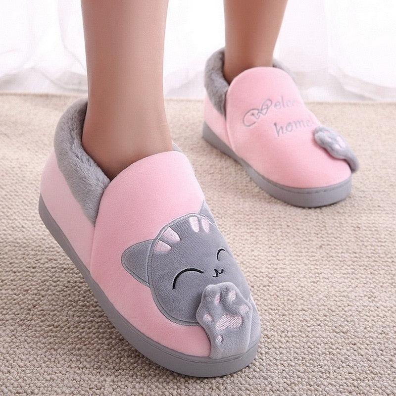 Women Winter Home Slippers Cat Shoes Non-Slip Soft Winter Warm House Slippers Indoor Bedroom Couples Shoes Womens Slippers Slip On Memory Foam House Outdoor Indoor Warm Fuzzy Plush Slippers