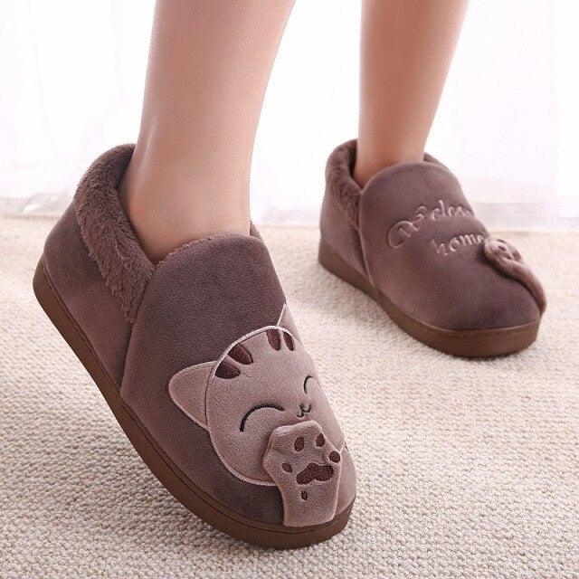 Women Winter Home Slippers Cat Shoes Non-Slip Soft Winter Warm House Slippers Indoor Bedroom Couples Shoes Womens Slippers Slip On Memory Foam House Outdoor Indoor Warm Fuzzy Plush Slippers