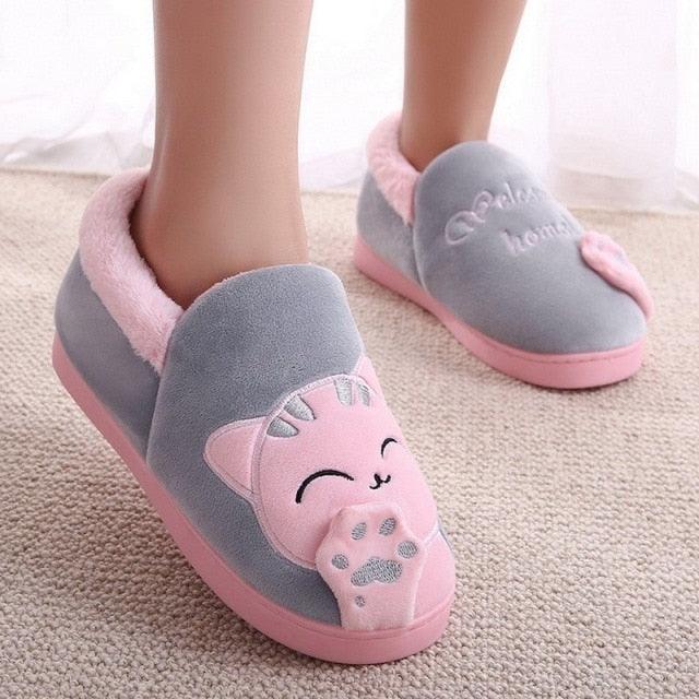 Women Winter Home Slippers Cat Shoes Non-Slip Soft Winter Warm House Slippers Indoor Bedroom Couples Shoes Womens Slippers Slip On Memory Foam House Outdoor Indoor Warm Fuzzy Plush Slippers
