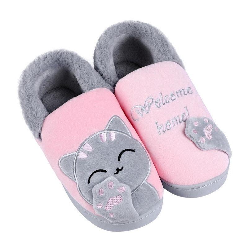Women Winter Home Slippers Cat Shoes Non-Slip Soft Winter Warm House Slippers Indoor Bedroom Couples Shoes Womens Slippers Slip On Memory Foam House Outdoor Indoor Warm Fuzzy Plush Slippers