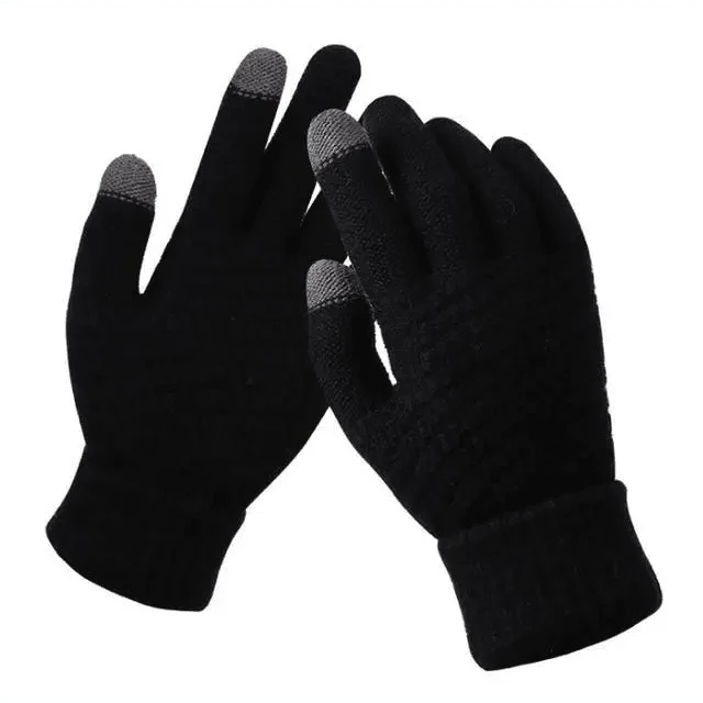 Women Winter Modern Touchscreen Gloves Thicken Warm Knitted Stretch One Size Gloves Full Finger Outdoor Skiing Gloves
