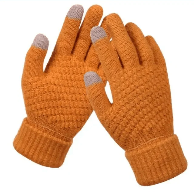 Women Winter Modern Touchscreen Gloves Thicken Warm Knitted Stretch One Size Gloves Full Finger Outdoor Skiing Gloves