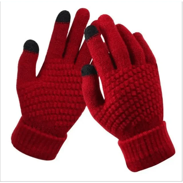 Women Winter Modern Touchscreen Gloves Thicken Warm Knitted Stretch One Size Gloves Full Finger Outdoor Skiing Gloves