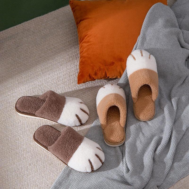 Women Winter Warm Slippers Indoor Bedroom House Flat Floor Plush Shoes Non Slip Fluffy Slippers Cute Cat Fur Slippers Slip on Memory Foam House Outdoor Indoor Warm Fuzzy Plush Fleece Lining Bedroom Comfy Home Living Room Shoes