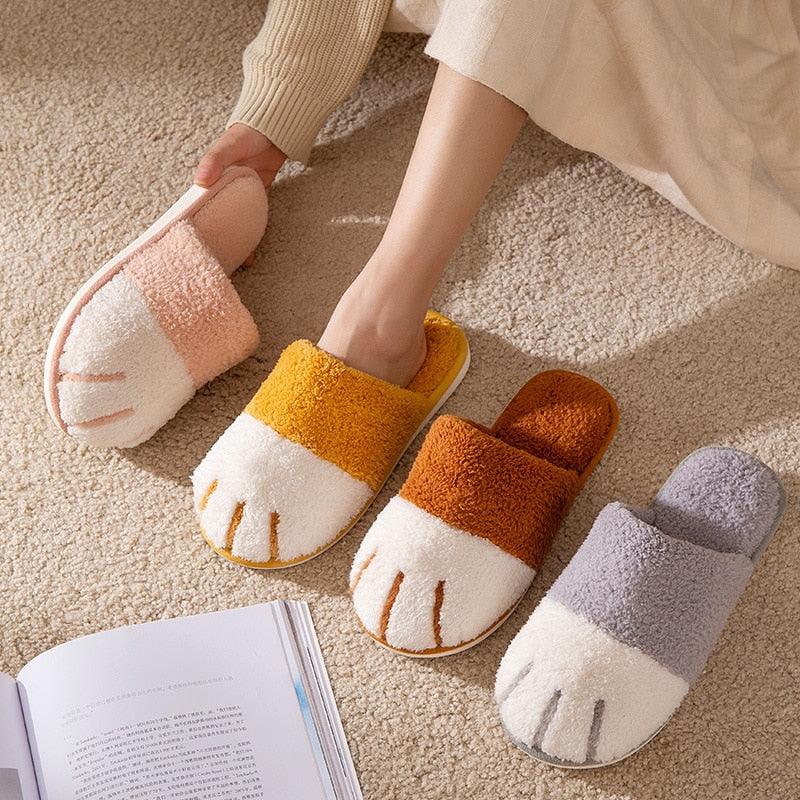 Women Winter Warm Slippers Indoor Bedroom House Flat Floor Plush Shoes Non Slip Fluffy Slippers Cute Cat Fur Slippers Slip on Memory Foam House Outdoor Indoor Warm Fuzzy Plush Fleece Lining Bedroom Comfy Home Living Room Shoes