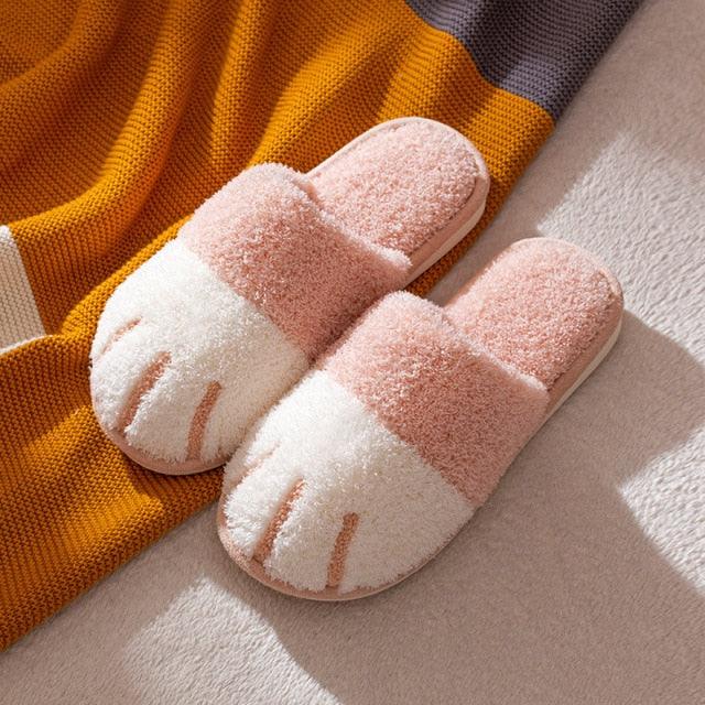 Women Winter Warm Slippers Indoor Bedroom House Flat Floor Plush Shoes Non Slip Fluffy Slippers Cute Cat Fur Slippers Slip on Memory Foam House Outdoor Indoor Warm Fuzzy Plush Fleece Lining Bedroom Comfy Home Living Room Shoes