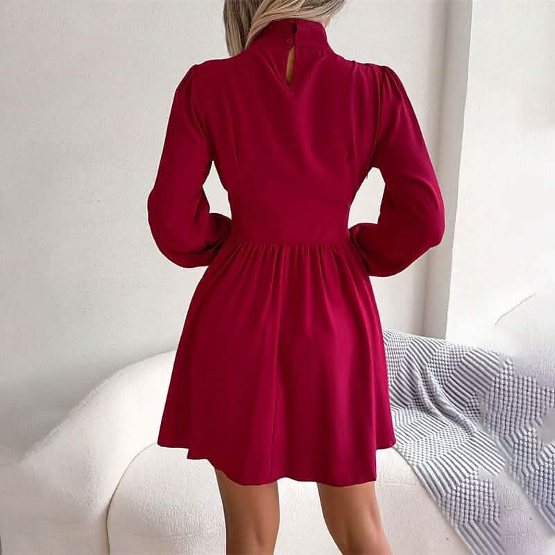 a line dress short turtleneck Women's A Line Turtleneck Mini Dress – Gifts for You 'n Me