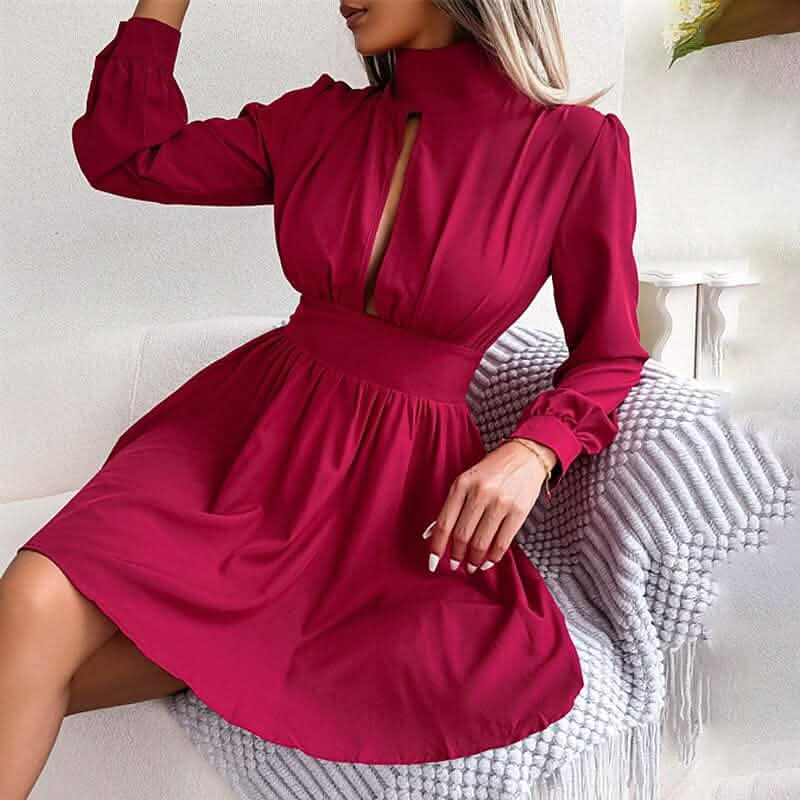 a line dress short turtleneck Women's A Line Turtleneck Mini Dress Gifts for You 'n Me