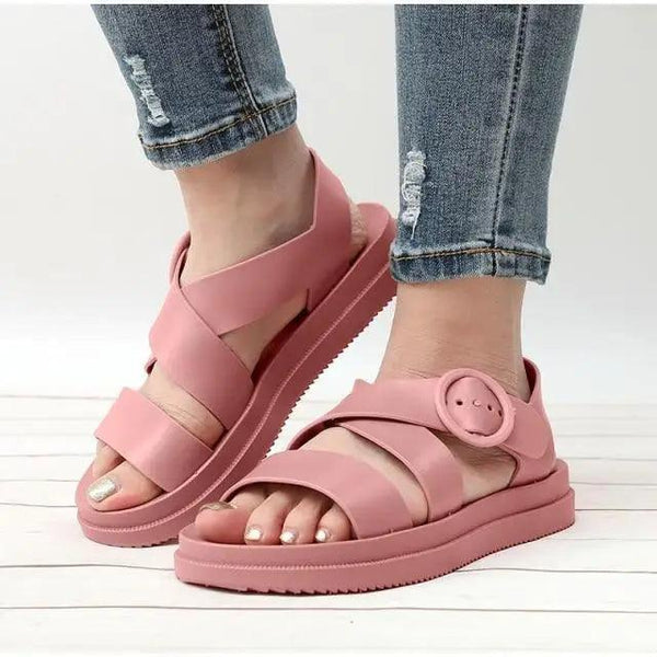 Womens Black Buckle Sandals Soft  Casual Thick Comfort Fashion Stylish Design Women Sandals