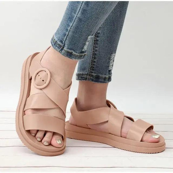 Womens Black Buckle Sandals Soft  Casual Thick Comfort Fashion Stylish Design Women Sandals
