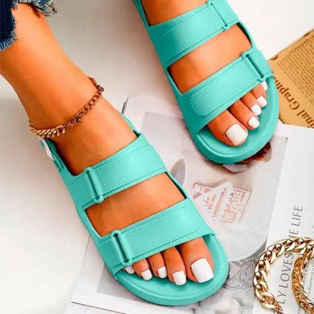 Womens Black Buckle Sandals Soft  Casual Thick Comfort Fashion Stylish Design Women Sandals