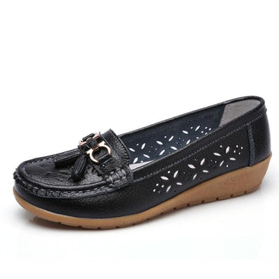 Womens Flats Summer Genuine Leather Shoes Low Heels Slip On Casual Flat Shoes Women's Espadrilles Casual Shoes Spring Comfortable Strong Design