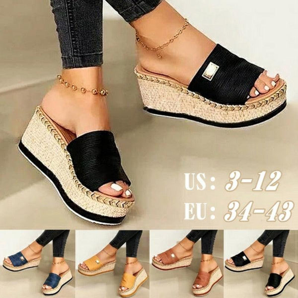 Womens High Heels Sandal Thick Bottom Casual Summer Sandals Woman Platform Casual Flip Flops Summer Beach Sandals Elegant Slippers High Heel Platform Sandals