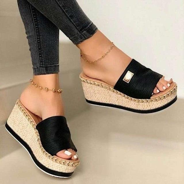 Womens High Heels Sandal Thick Bottom Casual Summer Sandals Woman Platform Casual Flip Flops Summer Beach Sandals Elegant Slippers High Heel Platform Sandals