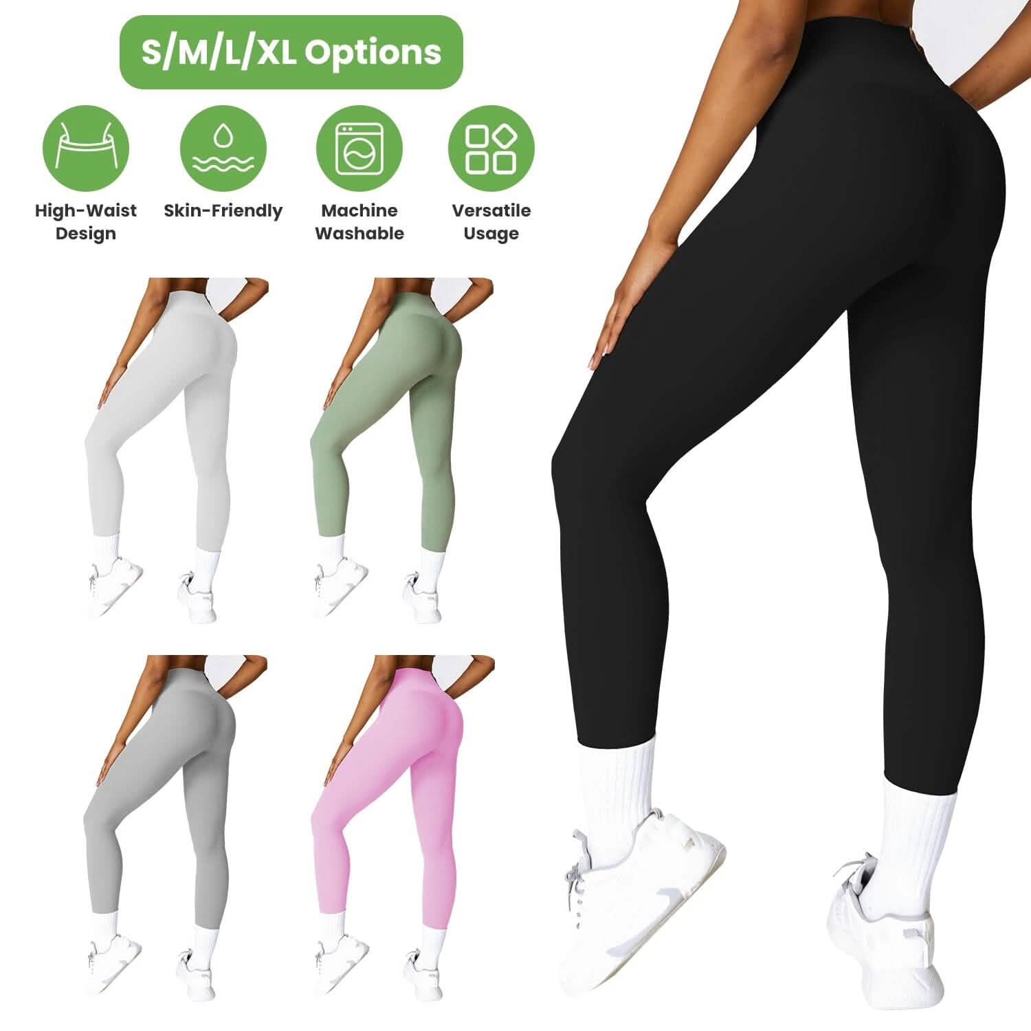 Women's High Waist Workout Leggings Tummy Control Compression with 25