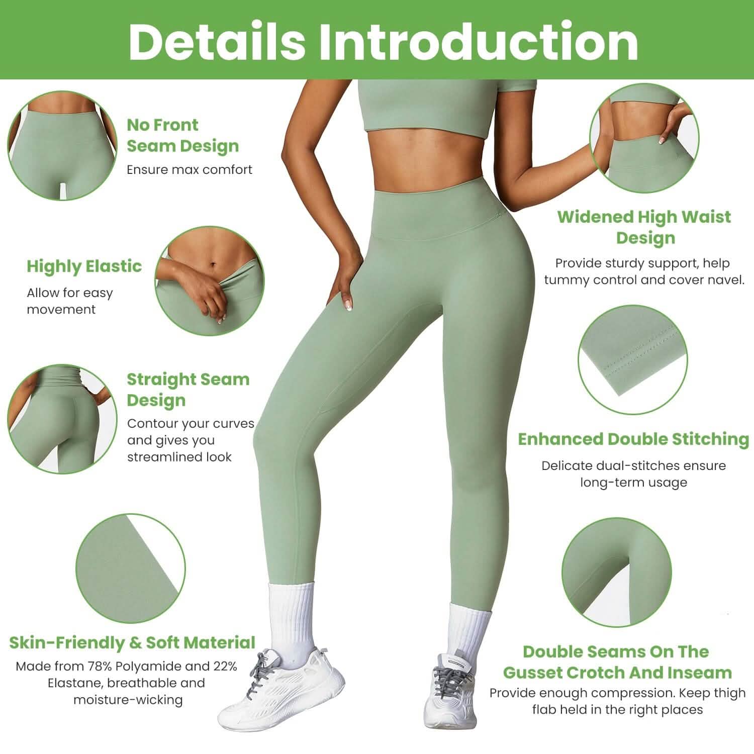 Women's High Waist Workout Leggings Tummy Control Compression with 25