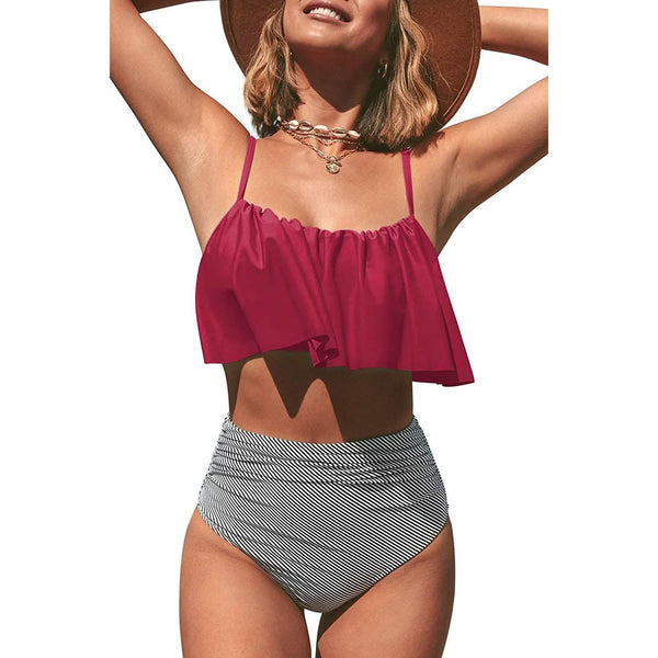 Women's High Waisted Falbala Bikini Set