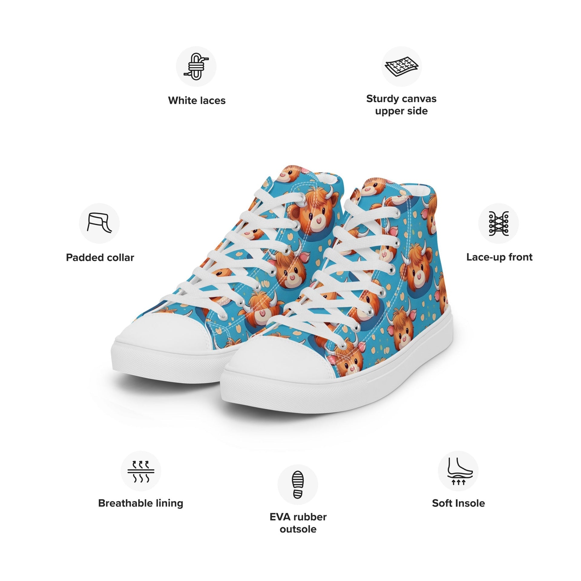 Highland Cow High Top Women's Shoes