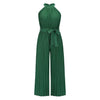 Women's Lace-Up Halter Casual Wide-Leg Jumpsuit