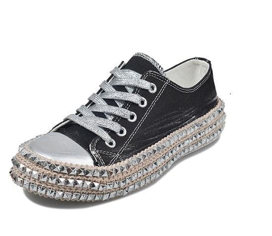 Womens Leopard Sneakers Women Canvas Shoes Leisure Lace-Up Sneakers Rhinestone Shiny Flat Charming Shoes Platform Leisure Low Sneakers