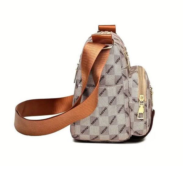 Women's Multi Pocket Plaid Pattern Crossbody Bag