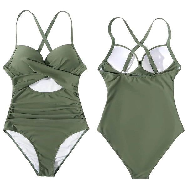 Women's One Piece High Waist Swimwear Tummy Control Cutout
