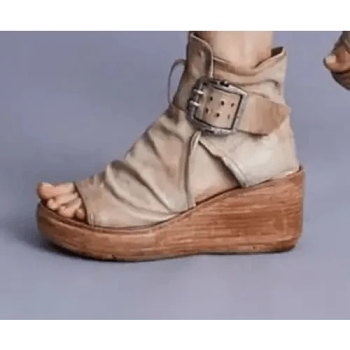 Womens Red Sandals Summer Retro Peep Toe Elegant Comfortable Leather Design For Women