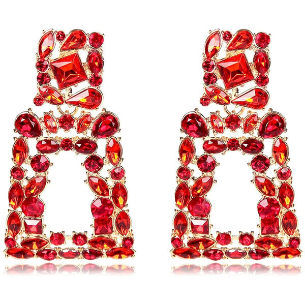 Women's Rhinestone Rectangle Drop Earrings
