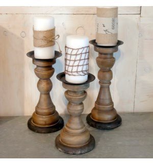Wood Candle Holder - Set of 3