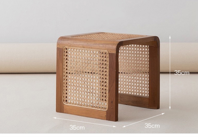 Japanese-Style Woven Wood Side Table (Square)