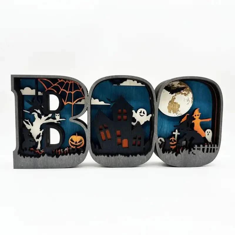 Wooden 3D Halloween Letter Shaped LED Light