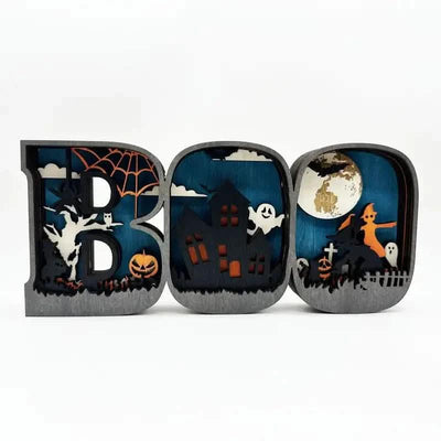 Wooden 3D Halloween Letter Shaped LED Light