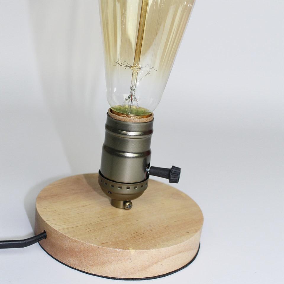 Wooden Aluminum Table Lamp  Retro Loft Desk Edison Bulb 110V/220V  Night Light Office lamp Bedroom/Living Room/Cafe Lamp Decorative Table Lamp Cute Study Lamps for Bedroom Décor