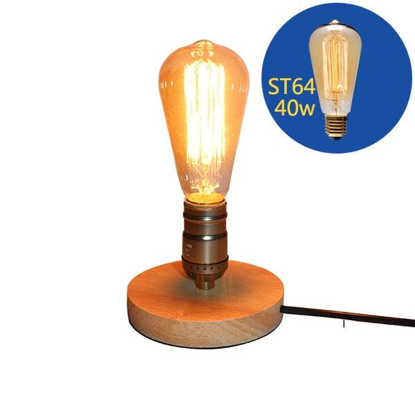 Wooden Aluminum Table Lamp  Retro Loft Desk Edison Bulb 110V/220V  Night Light Office lamp Bedroom/Living Room/Cafe Lamp Decorative Table Lamp Cute Study Lamps for Bedroom Décor