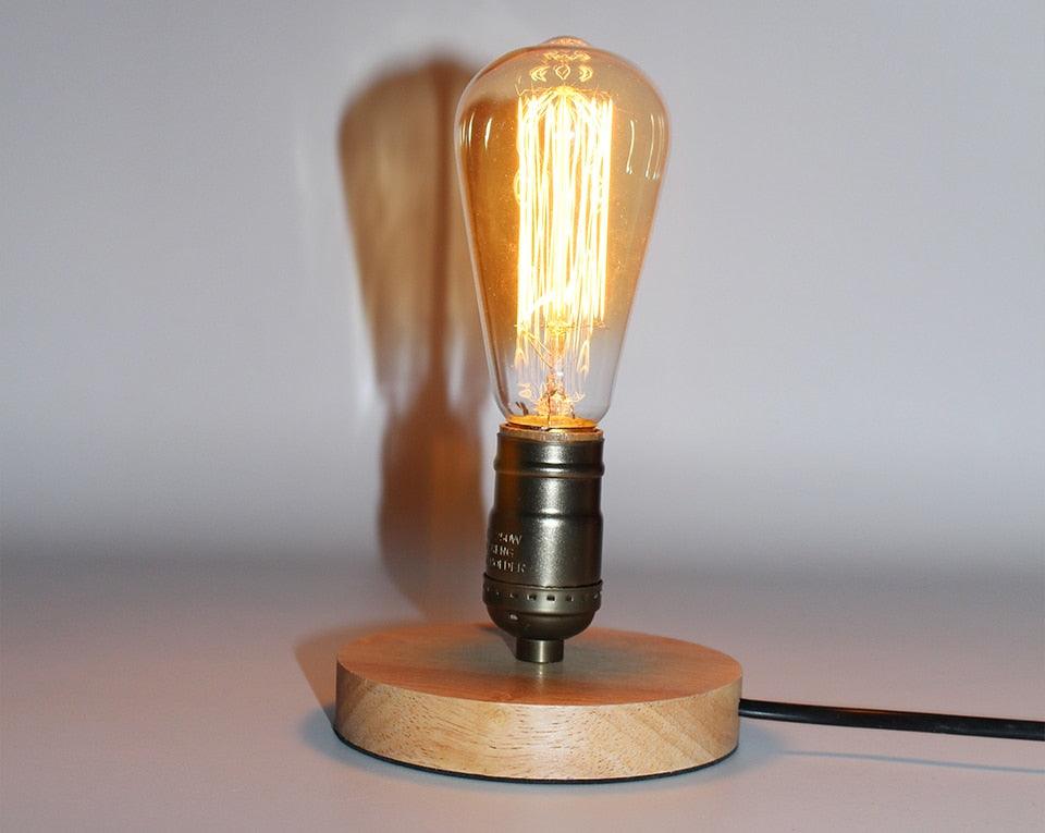 Wooden Aluminum Table Lamp  Retro Loft Desk Edison Bulb 110V/220V  Night Light Office lamp Bedroom/Living Room/Cafe Lamp Decorative Table Lamp Cute Study Lamps for Bedroom Décor