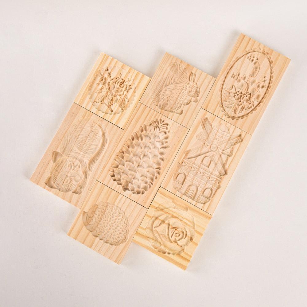 Wooden Cookie Mold Cutter Wooden Gingerbread Cookie Moulds Press 3D Cake Embossing Baking Mold Rose Flower Cutter Bakery Gadgets Cookies, Wooden Cookie Cutter, Funny Wooden Cookie Molds For Baking, Gingerbread Mold, Pine Cone Mold, Cake Mold