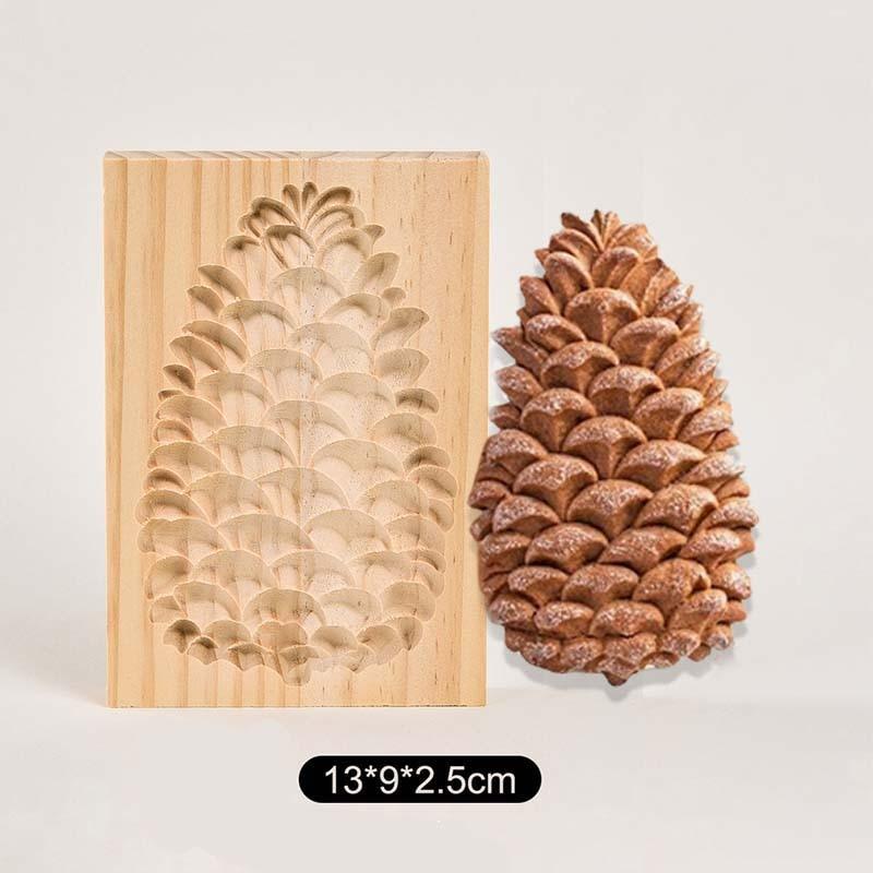 Wooden Cookie Mold Cutter Wooden Gingerbread Cookie Moulds Press 3D Cake Embossing Baking Mold Rose Flower Cutter Bakery Gadgets Cookies, Wooden Cookie Cutter, Funny Wooden Cookie Molds For Baking, Gingerbread Mold, Pine Cone Mold, Cake Mold