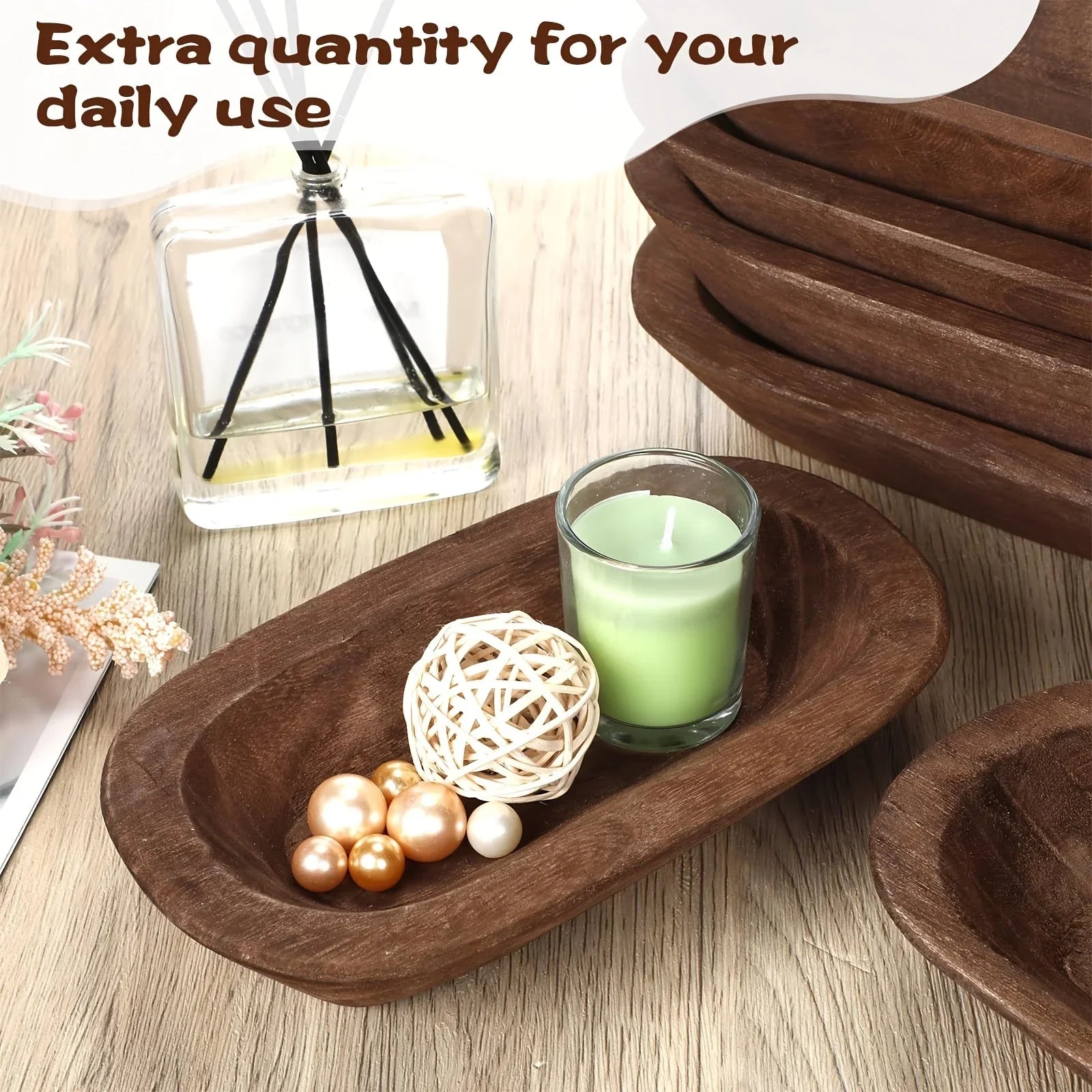 Wooden Dough Bowls 10 Pack Hand Carved Rustic Paulownia Wood for DIY Crafts and Farmhouse Decoration