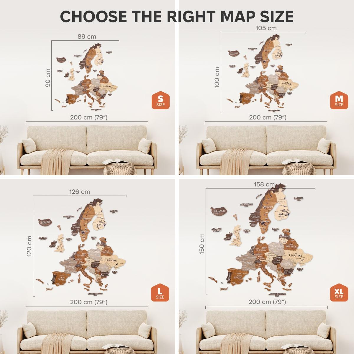 3D Europe Wooden Map Multicolor