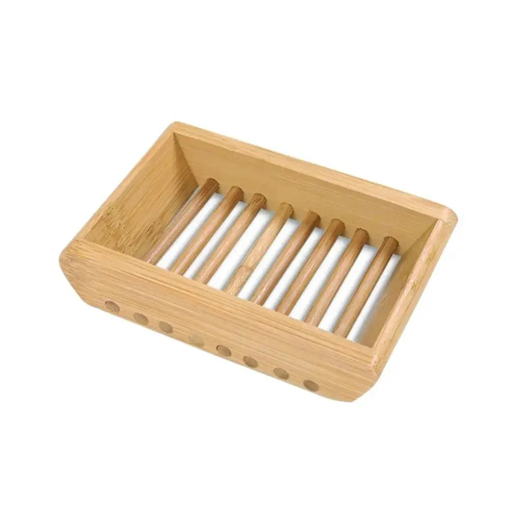 Wooden Natural Bamboo Soap Dishes Tray Holder Storage Soap Rack Plate Box Container Portable Bathroom Soap Dish Storage Box Bathroom Wooden Soap Case Holder Home Hand Craft Natural Wood Dish Holder for Soap Sponge