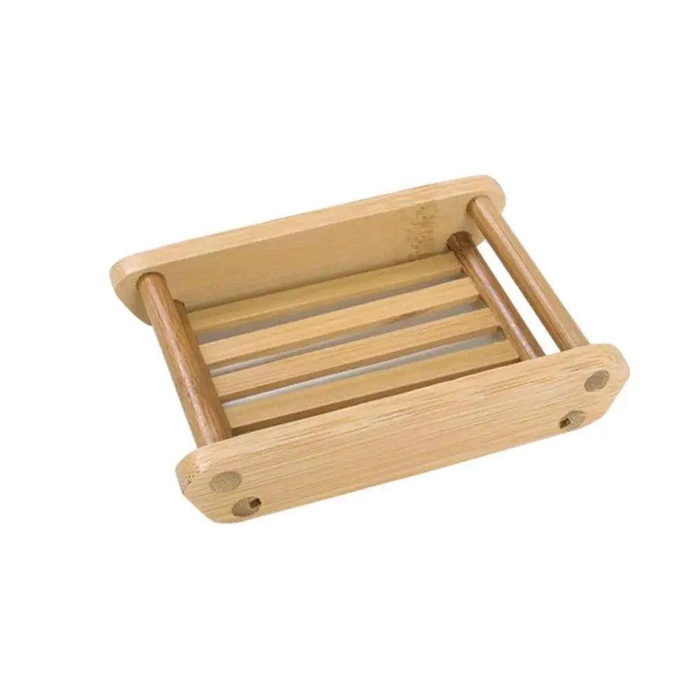 Wooden Natural Bamboo Soap Dishes Tray Holder Storage Soap Rack Plate Box Container Portable Bathroom Soap Dish Storage Box Bathroom Wooden Soap Case Holder Home Hand Craft Natural Wood Dish Holder for Soap Sponge
