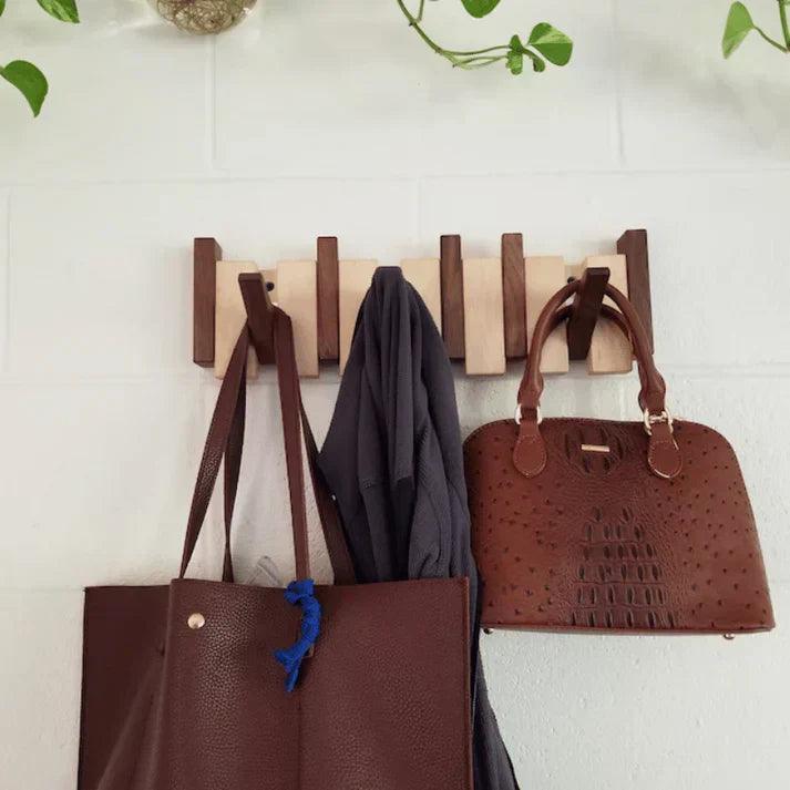 Wooden Piano Coat Rack Wall Mounted Solid Wood Hooks 4 6 8 Hook Organizer