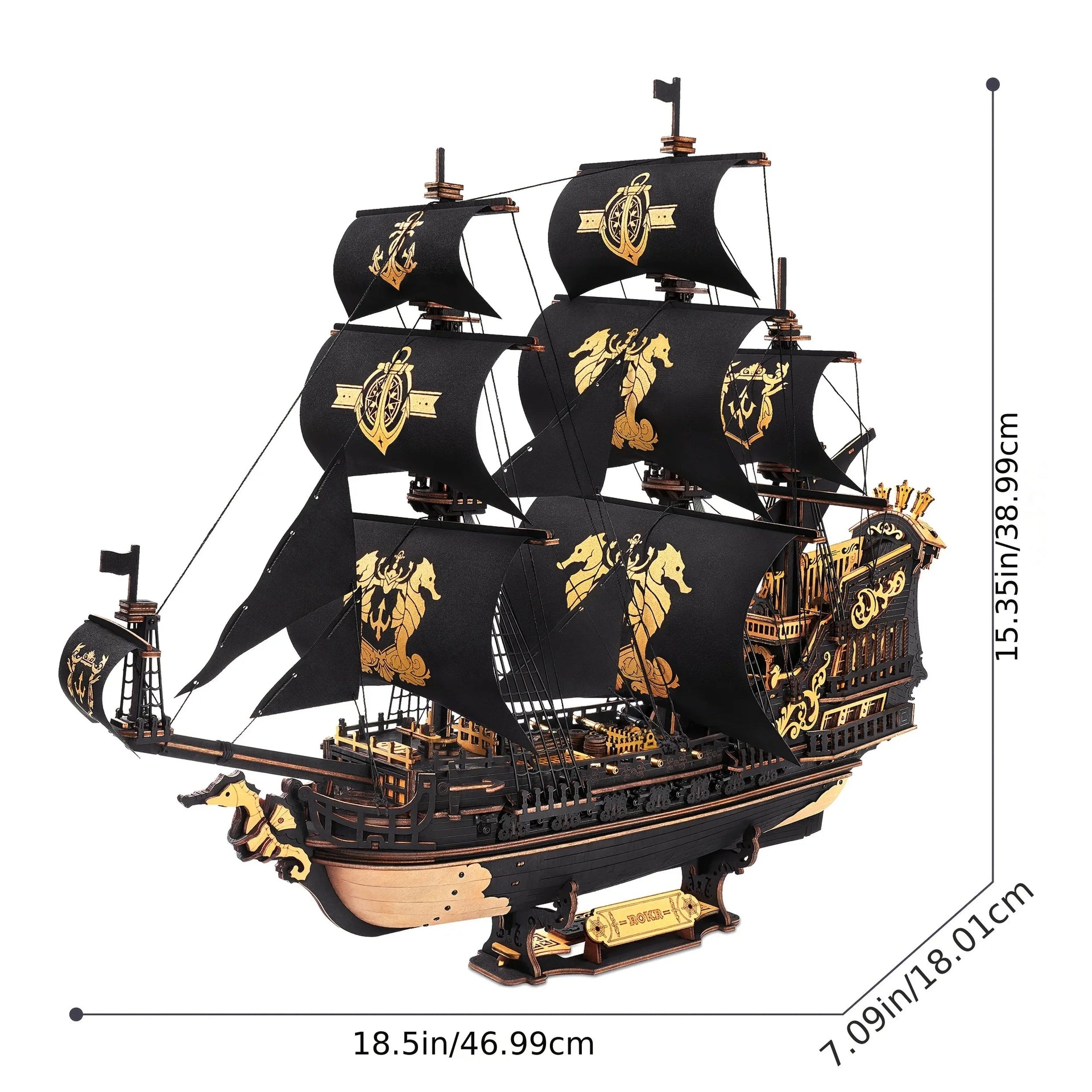 Wooden Ship Model Kit Seahorse Barque Sailing Ship with Detailed Sail