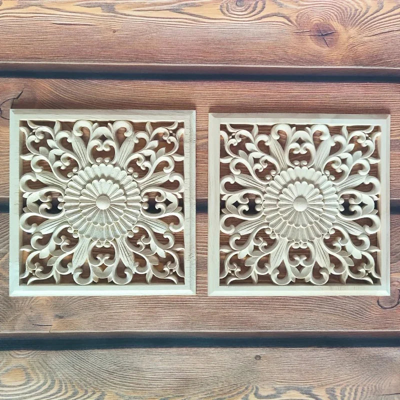 Wooden Square Applique 20cm Unpainted Home Decor Cornice