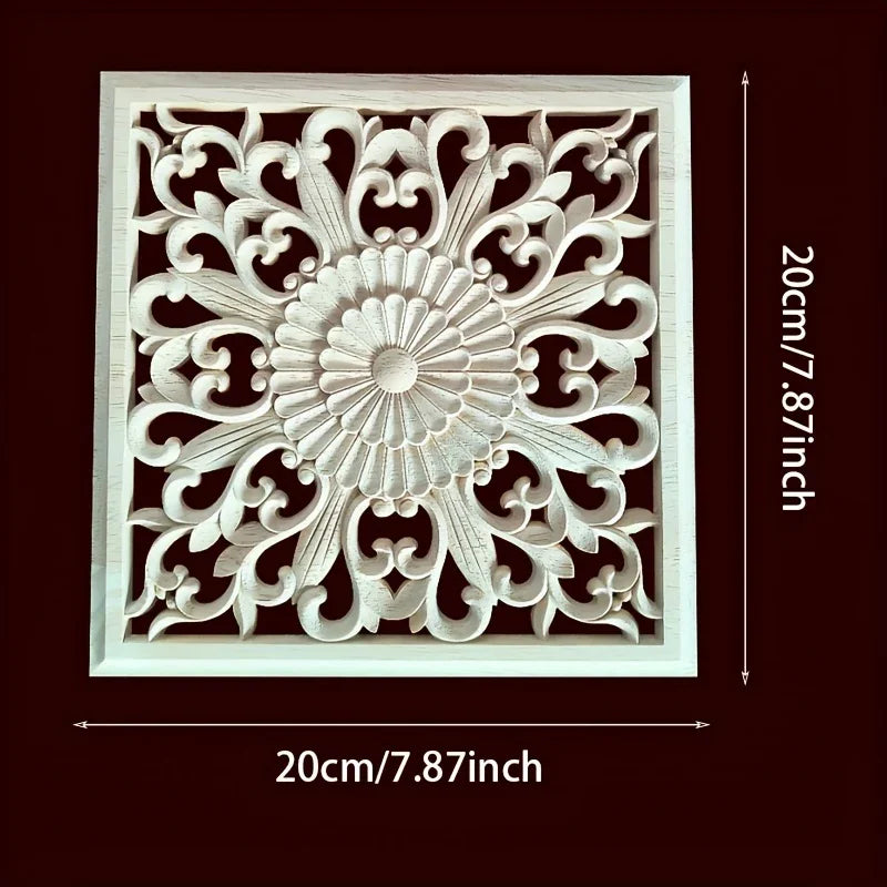 Wooden Square Applique 20cm Unpainted Home Decor Cornice