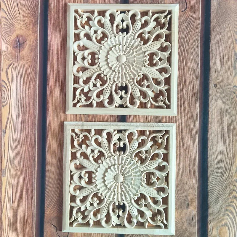 Wooden Square Applique 20cm Unpainted Home Decor Cornice