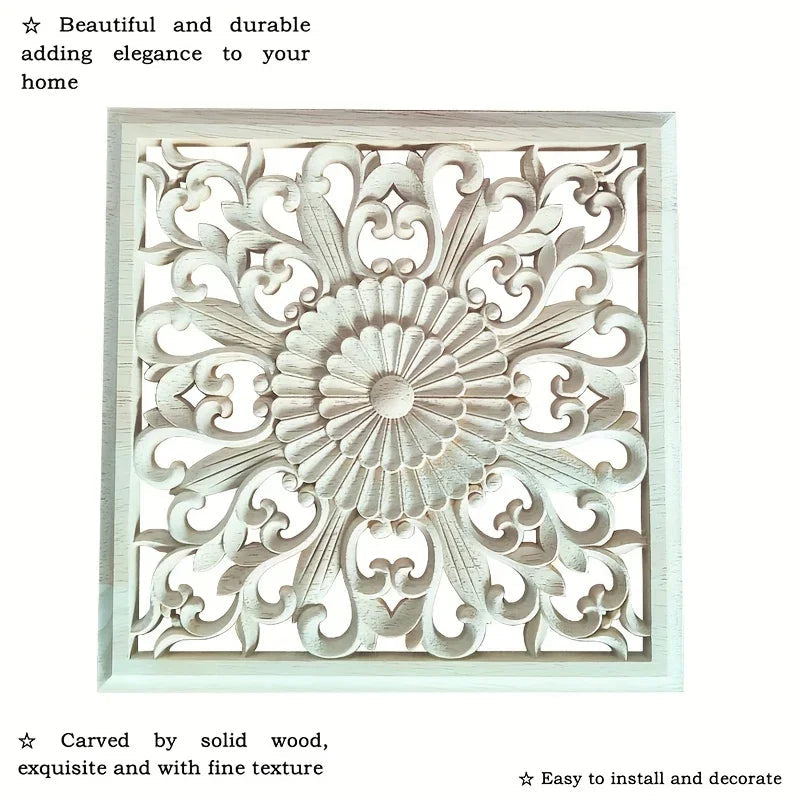 Wooden Square Applique 20cm Unpainted Home Decor Cornice